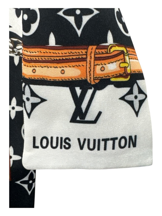 Louis Vuitton Black, White & Orange Print Silk Monogram Bandeau Twilly scarf Black, White & Orange Print