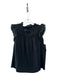 J Crew Size XL Black Cotton & Silk Lace Trim Ruffle Neckline Ruffle sleeve Top Black / XL