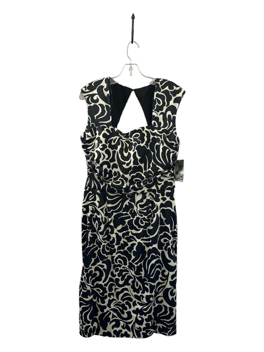 Donna Ricco Size 14 Black & White Polyester Floral Sleeveless Back Cut Out Dress Black & White / 14