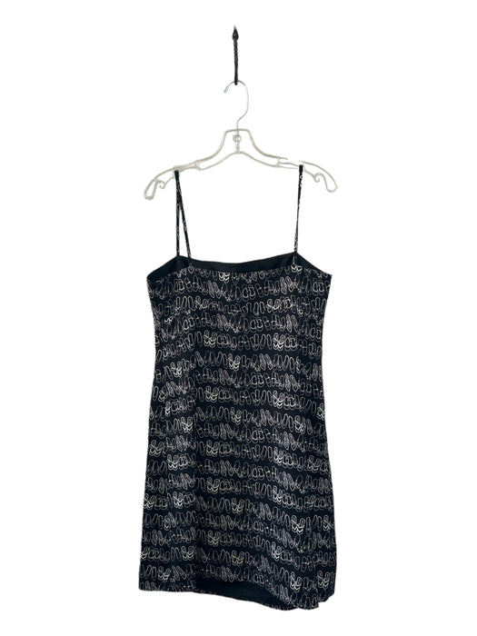 Ellen Tracy Size 12 Black & White Linen Blend Spaghetti Strap Sandal Midi Dress Black & White / 12
