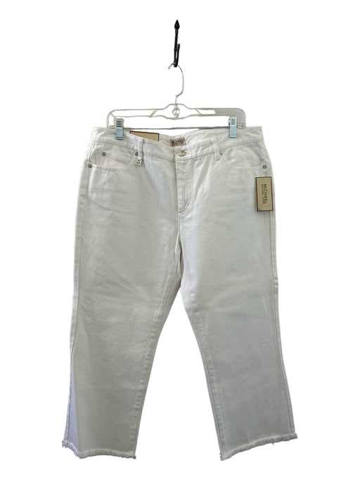 Michael Kors Size 14 White Denim Mid Rise Tapered Zip Fly Jeans White / 14