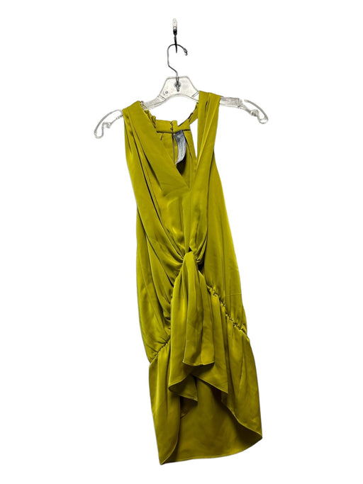 Ramy Brook Size L Chartreuse Polyester Sleeveless Gathered Front Drape Top Chartreuse / L