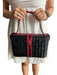 Kate Spade Black & Maroon Wicker Leather Hinge Bag Black & Maroon / M