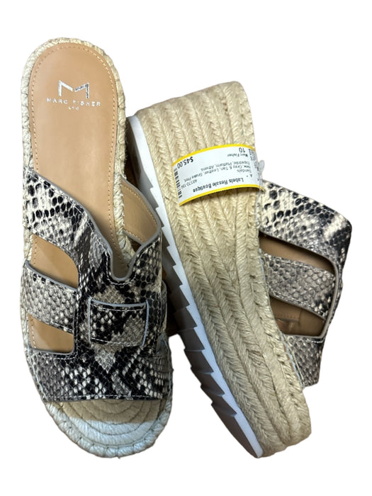 Marc Fisher Shoe Size 10 Gray & Tan Leather Snake Print Espadrille Sandals Gray & Tan / 10