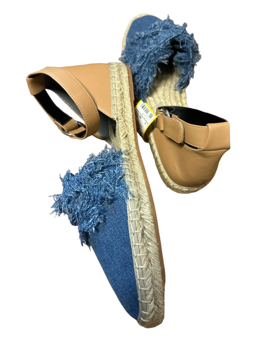 Rebecca Minkoff Shoe Size Est 10 Brown & Blue Canvas Leather Espadrille Sandals Brown & Blue / Est 10