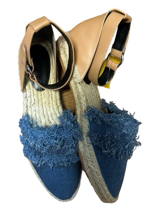 Rebecca Minkoff Shoe Size Est 10 Brown & Blue Canvas Leather Espadrille Sandals Brown & Blue / Est 10