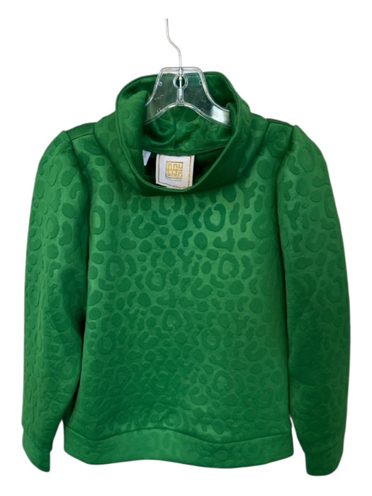 Emily McCarthy Size S Green Polyester Blend jaquard Turtleneck Animal Print Top Green / S