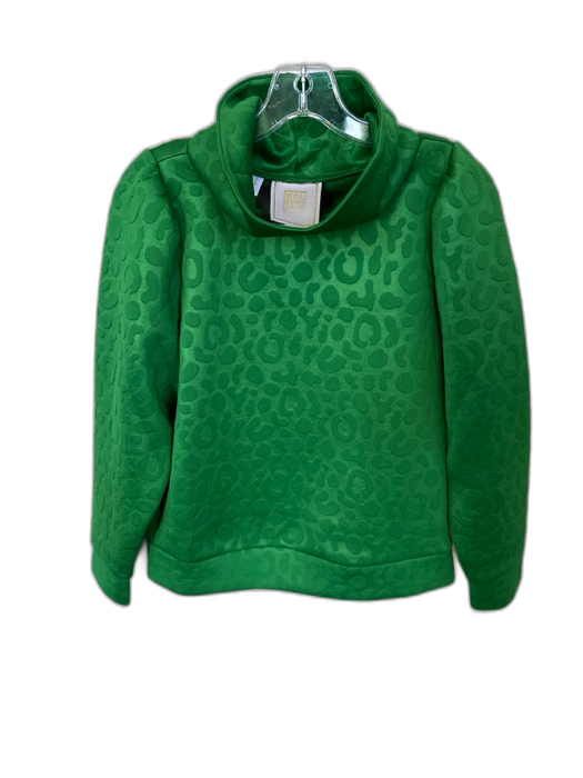 Emily McCarthy Size S Green Polyester Blend jaquard Turtleneck Animal Print Top Green / S
