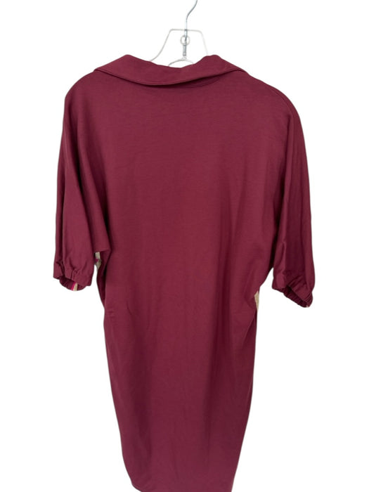 Emily McCarthy Size M Burgundy Rayon Striped Sides Midi Dress Burgundy / M