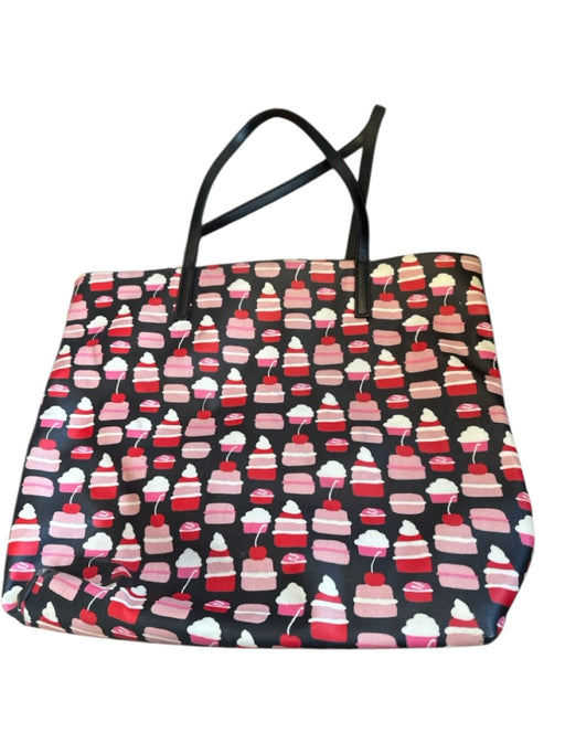 Kate Spade Black & Red Coated Canvas Top Handles Cupcake Tote Bag Black & Red / L