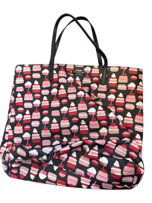 Kate Spade Black & Red Coated Canvas Top Handles Cupcake Tote Bag Black & Red / L