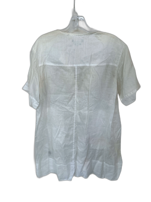 Isabel Marant Size 40 White Ramie Short Sleeve Lace Detail Buttons Dress White / 40