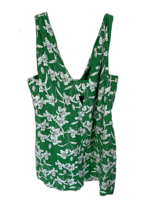 MNG by Mango Size L Green & White Viscose Blend Sleeveless Flowers Romper Green & White / L