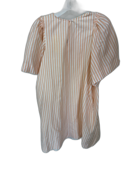 Marie Oliver Size M Peach & White Silk & Cotton Short Sleeve Striped Dress Peach & White / M