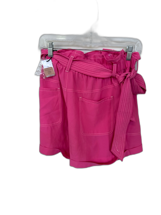 Rebecca Minkoff Size M Pink Polyester High Waist Belted Shorts Pink / M