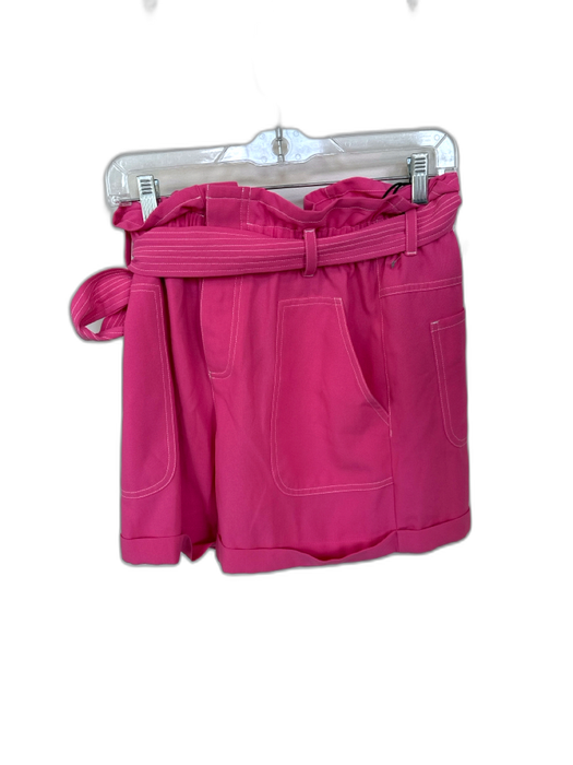 Rebecca Minkoff Size M Pink Polyester High Waist Belted Shorts Pink / M