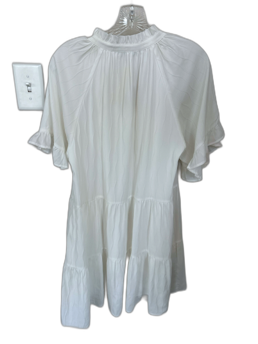 Joy Joy Size M White Polyester Short Sleeve Swirls V Neck Dress White / M