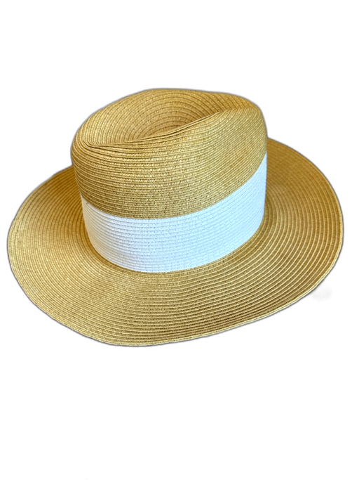 Tan & White Paper Fedora Hat Tan & White / 57