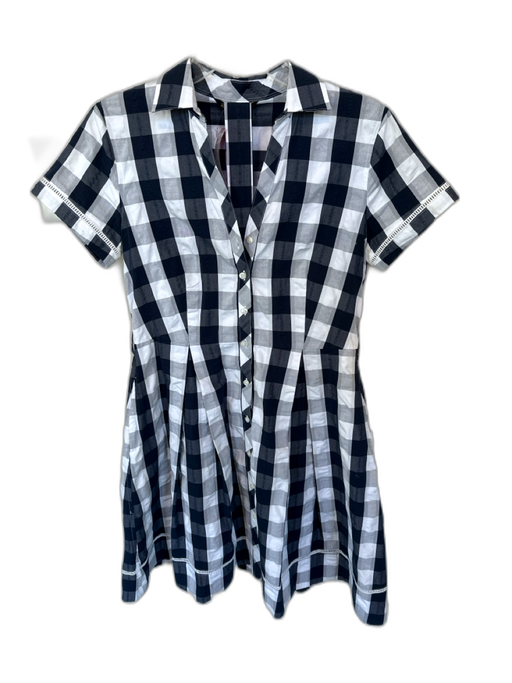 Brooks Brothers Size 6 Navy & white Cotton Short Sleeve Checkered Collar Dress Navy & white / 6