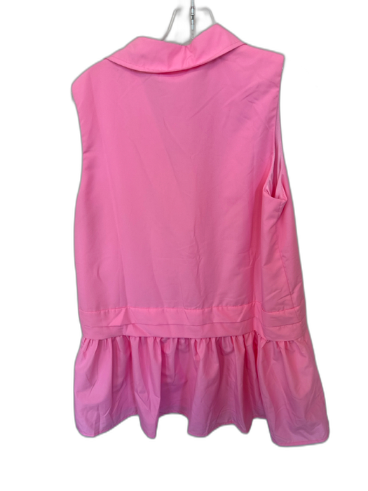 TCEC Size L Pink Cotton Sleeveless Collar Buttons Drop Waist Dress Pink / L