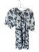 ee:some Size M White & Blue Linen Blend Short Balloon Sleeve Leaves Dress White & Blue / M