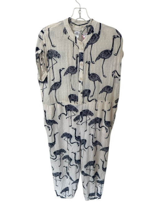Corey lynn calter Size S Cream & Navy Viscose Cap Sleeve Swiss Dot Jumper Cream & Navy / S