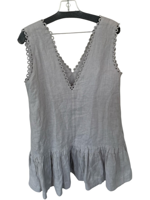 Scarlette Poppies Size L Light Gray Linen Sleeveless Scallopped Hem Lined Dress Light Gray / L