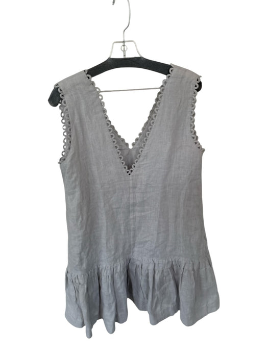 Scarlette Poppies Size L Light Gray Linen Sleeveless Scallopped Hem Lined Dress Light Gray / L