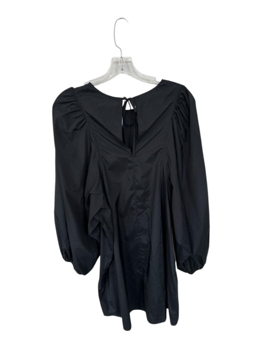 H&M Size M Black Polyester Mini Puff Sleeve Bow Tie 3/4 Balloon Sleeve Dress Black / M