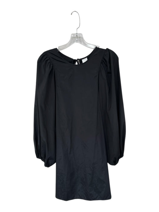 H&M Size M Black Polyester Mini Puff Sleeve Bow Tie 3/4 Balloon Sleeve Dress Black / M