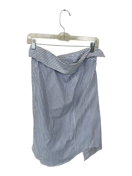 Zara Size S Blue & White Cotton Striped Buttons Asymmetric Skirt Blue & White / S