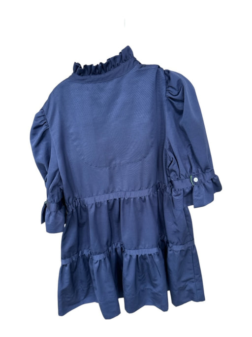 Gretchen Scott Size M Navy Polyester Knee Length Ruffled Tiered Cinched Dress Navy / M