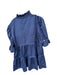 Gretchen Scott Size M Navy Polyester Knee Length Ruffled Tiered Cinched Dress Navy / M