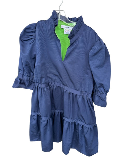 Gretchen Scott Size M Navy Polyester Knee Length Ruffled Tiered Cinched Dress Navy / M