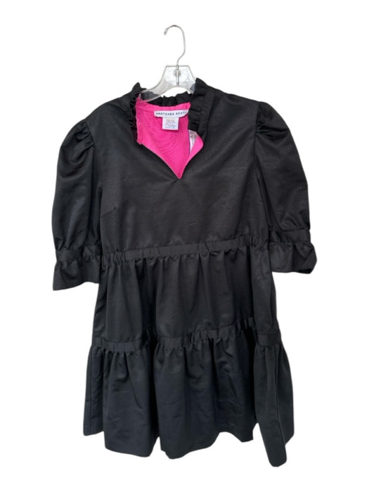 Gretchen Scott Size M Black Polyester Knee Length Ruffled Tiered Cinched Dress Black / M