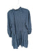 Joy Joy Size L Blue & White Viscose Striped V Neck Cinch 1/2 Sleeve Dress Blue & White / L