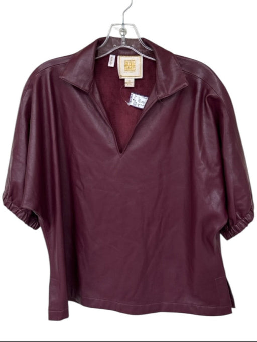 Emily McCarthy Size S Plum Vegan Leather Collar V Neck Low High Top Plum / S
