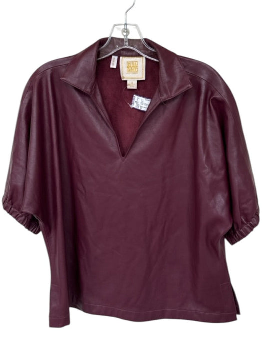 Emily McCarthy Size S Plum Vegan Leather Collar V Neck Low High Top Plum / S