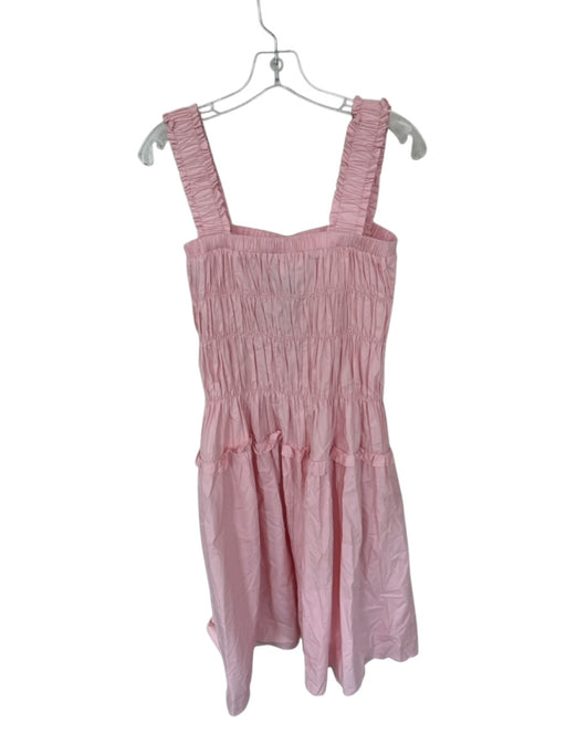 Aureum Size S Baby Pink Cotton Black Bow Cinched Maxi Tiered Dress Baby Pink / S