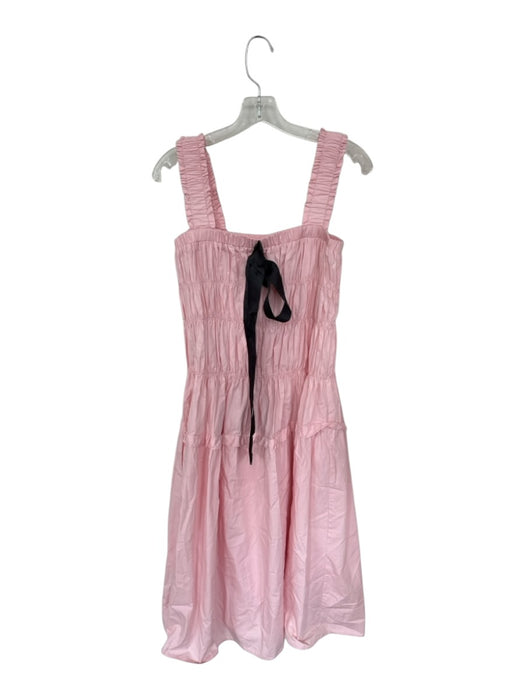 Aureum Size S Baby Pink Cotton Black Bow Cinched Maxi Tiered Dress Baby Pink / S