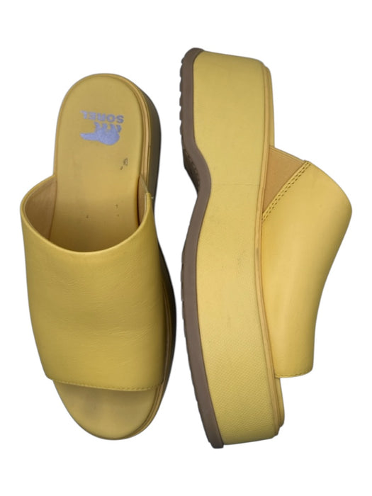 Sorel Shoe Size 7.5 Yellow Leather Platform Slide Mules Yellow / 7.5