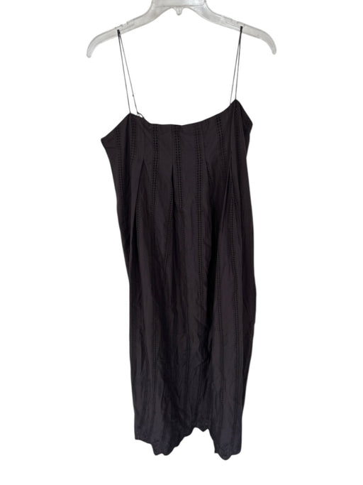 Mirth Size L Dark Brown Cotton Embroidered Eyelet Maxi Pleated Dress Dark Brown / L