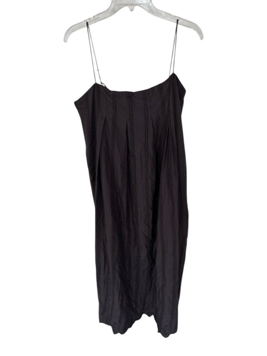 Mirth Size L Dark Brown Cotton Embroidered Eyelet Maxi Pleated Dress Dark Brown / L