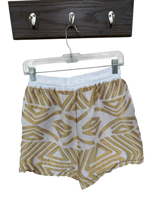 Lace Size M White & Gold Unknown Geometric Drawstring Tassle Detail Shorts White & Gold / M