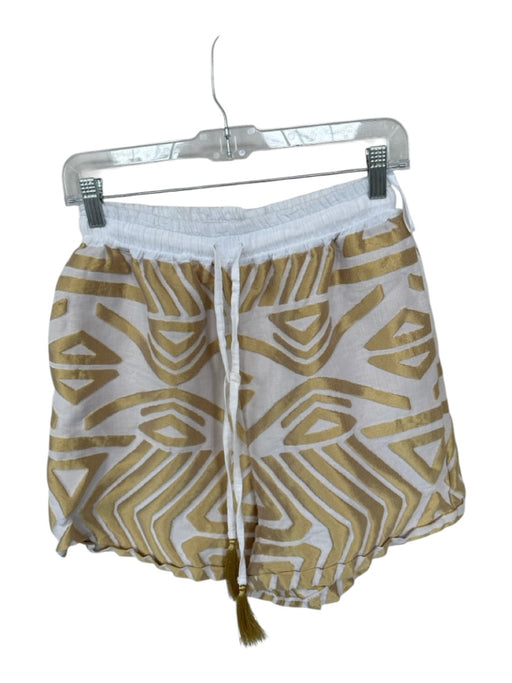 Lace Size M White & Gold Unknown Geometric Drawstring Tassle Detail Shorts White & Gold / M