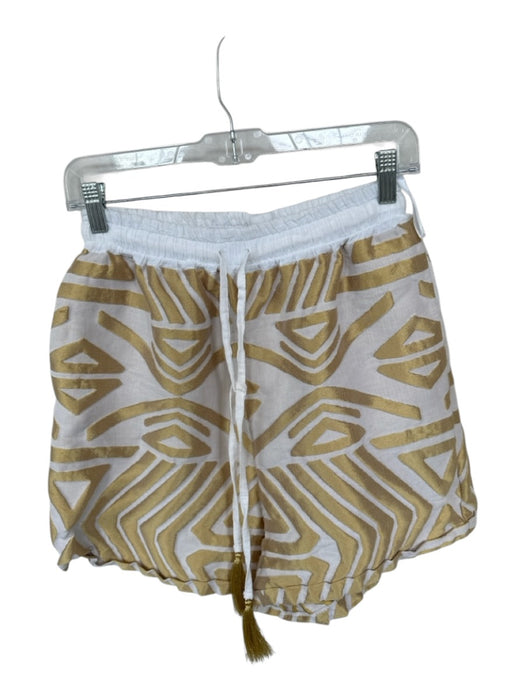 Lace Size M White & Gold Unknown Geometric Drawstring Tassle Detail Shorts White & Gold / M