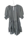 &merci Size M Navy & Cream Cotton Blend Short Balloon Sleeve Checkered Dress Navy & Cream / M