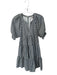&merci Size M Navy & Cream Cotton Blend Short Balloon Sleeve Checkered Dress Navy & Cream / M