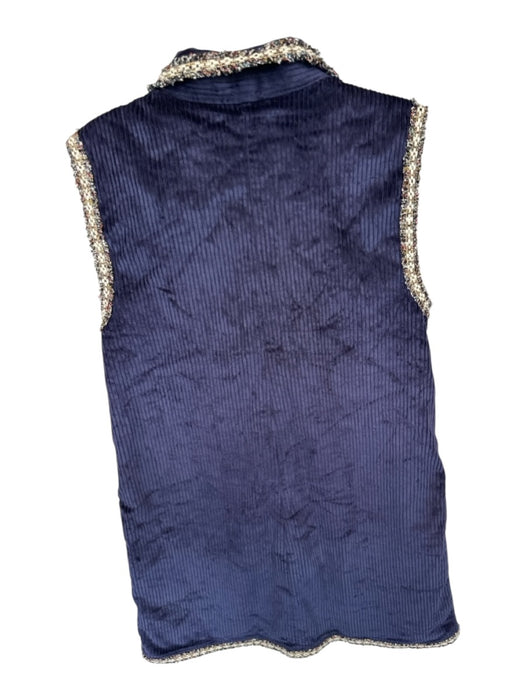 Anthropologie Size M Navy & white Corduroy Tweed Detail Sleeveless Buttons Dress Navy & white / M