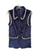 Anthropologie Size M Navy & white Corduroy Tweed Detail Sleeveless Buttons Dress Navy & white / M